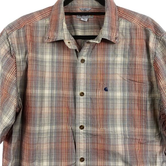 Carhartt Men’s Sz Lrg Relaxed Fit Short Sleeve Button Down Cotton Work Shirt - Picture 2 of 6
